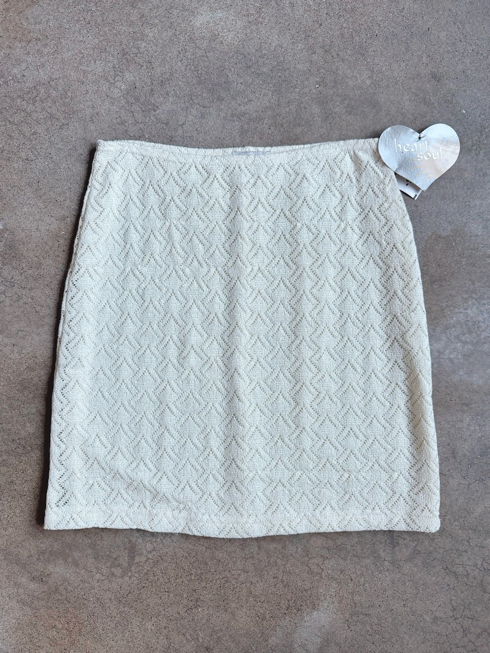 Y2K Deadstock Heart Soul Cream Crochet Skirt